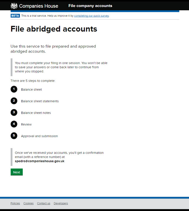 Delivering a new service: file company accounts – Companies House