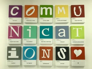 Letters forming the word communications.