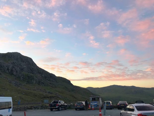 View of mountains from Pen-y-Pass car park.