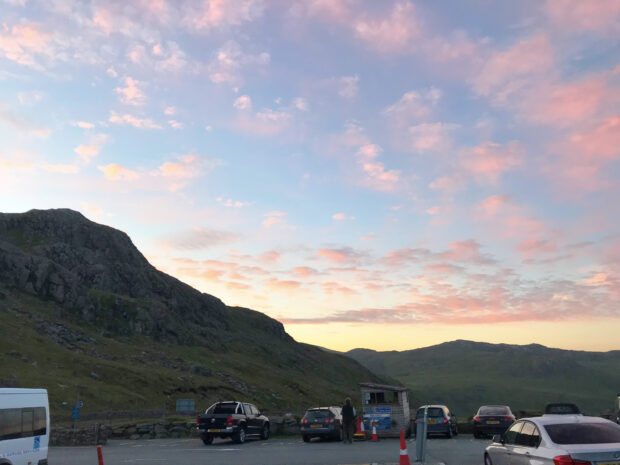 View of mountains from Pen-y-Pass car park.