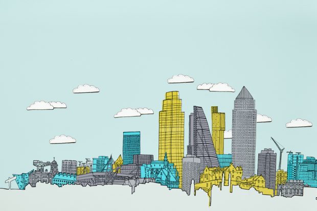 Graphic of a city skyline.
