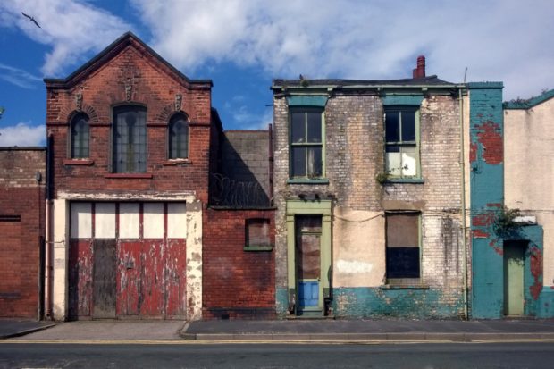 Abandoned office buildings.