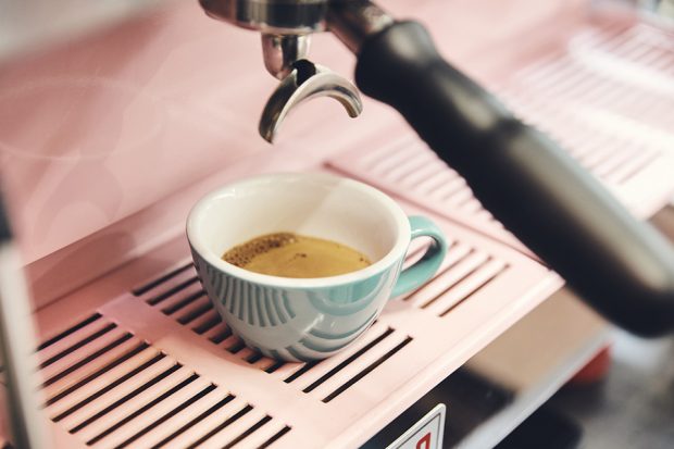 A cup of freshly brewed espresso.