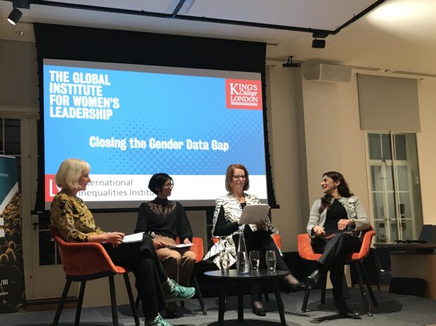 4 females sitting on the Closing the Gender Data Gap panel.