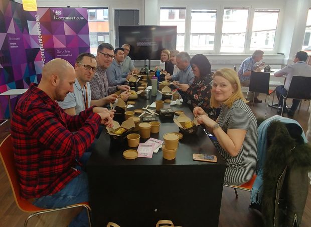 Companies House communications team eating pies.