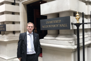 Carl Allen from Companies House standing outside the ICAEW headquarters.