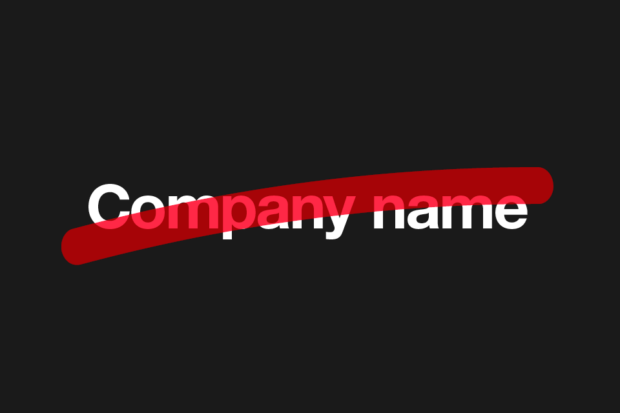 'Company names' with a red strike through it