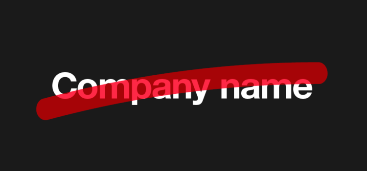 'Company names' with a red strike through it