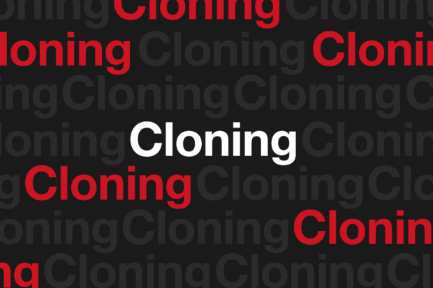 The word 'cloning' is repeated multiple times across the image