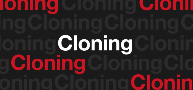 The word 'cloning' is repeated multiple times across the image